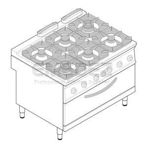 Aragaz cu 6 ochiuri  SUPER modular cu  cuptor FULL SIZE 120x90x90